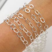 Sterling Silver Hammered Round Link Chain
